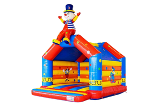 Große Hüpfburg mit viel witzigem Clown und viel Platz zum Toben