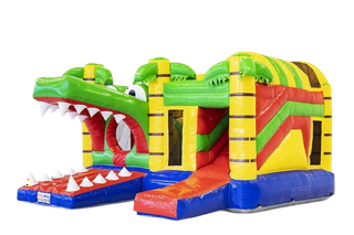 Große Hüpfburg mit tollem Krokodil Design mit viel Platz zum Hüpfen, Klettern und Rutschen