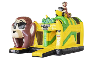 Große Hüpfburg mit witzigem Affen-Design mit viel Platz zum Hüpfen, Klettern und Rutschen